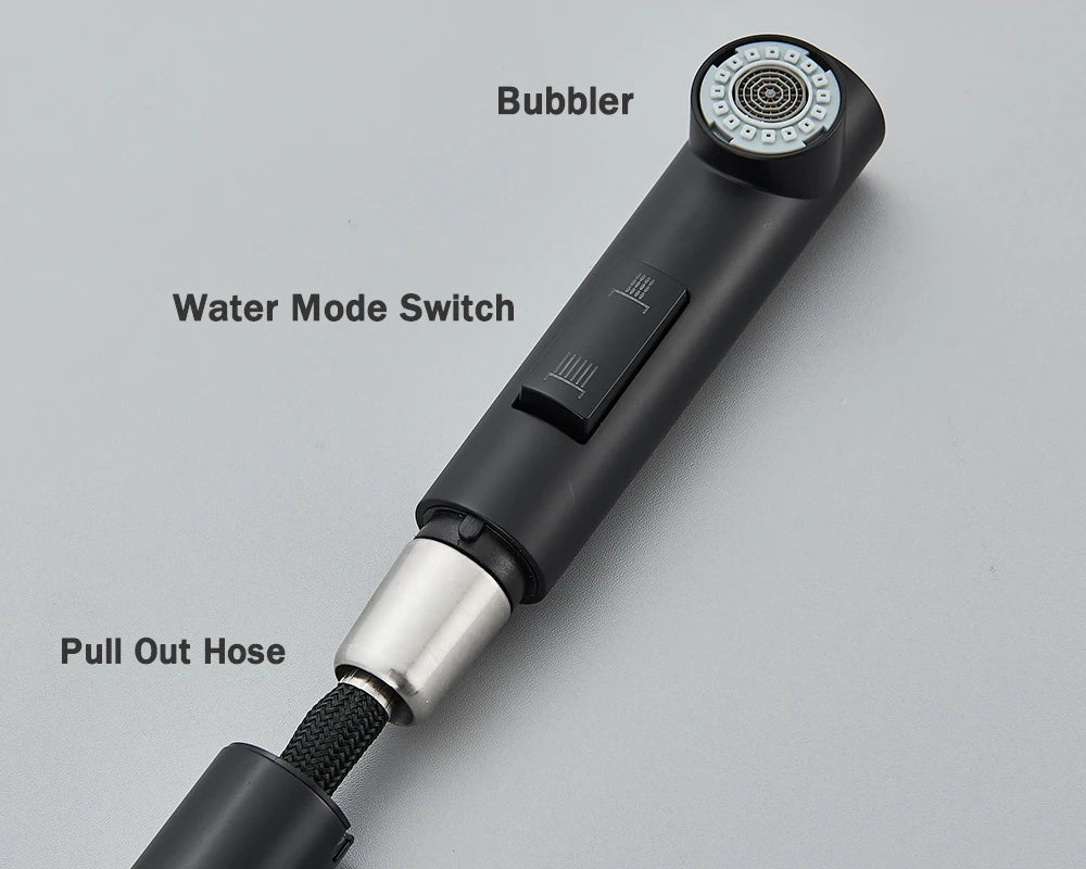 Black Flexible Pull Out Kitchen Faucet Stainless Steel 2 Modes Nozzle Faucets 360 Degree Rotating Hot Cold Water Sink Mixer Tap