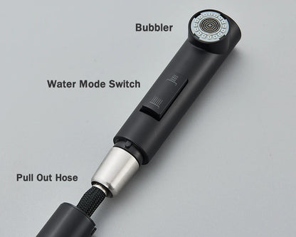 Black Flexible Pull Out Kitchen Faucet Stainless Steel 2 Modes Nozzle Faucets 360 Degree Rotating Hot Cold Water Sink Mixer Tap