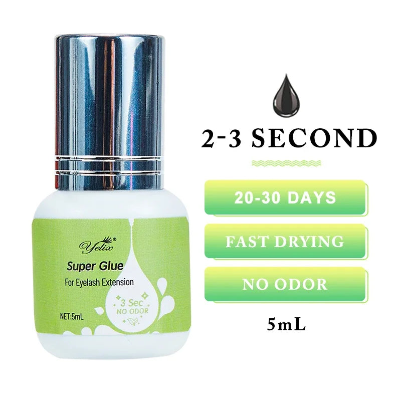 Yelix Eyelash Extension Glue 0.5-1 Sec Fast Dry Individual Lashes Glue Sensitive Eye Eyelash Glue Wholesale Customization.