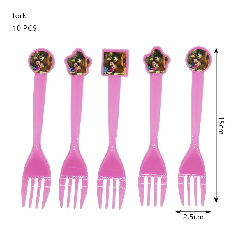 Mashas und Bär Geburtstag Party Dekoration Cartoon Thema Luftballons Kinder Event liefert Einweggeschirr Hintergrund