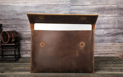 Genuine Leather Laptop Case For Macbook Air 13 M1 M2 M3 M4 Macbook Pro 14 15 16 Sleeve Cover Men Notebook Computer Carrying Bag.