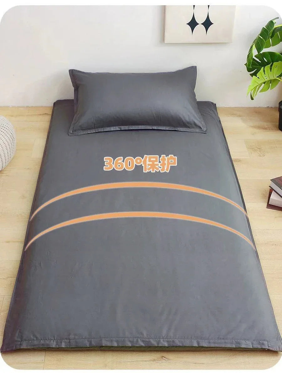 WASART 360° fully enclosed with zipper mattress protector cover student baby single double bed sheet protection pad 90/150cm.