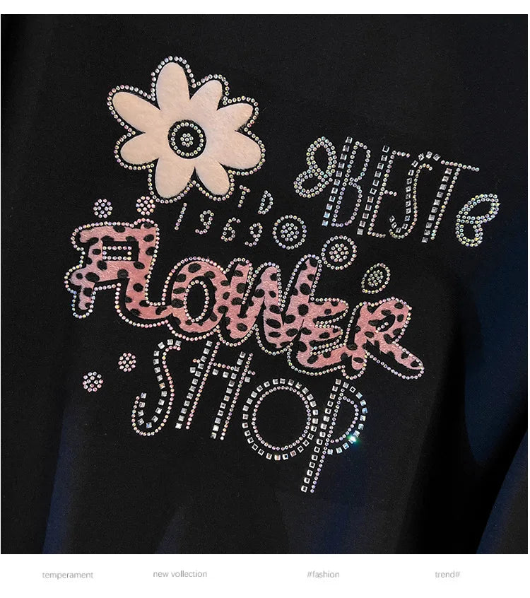 175kg plus size Damen büste Frühling Herbst lose Kragen bedruckt Langarm Sweatshirt schwarz rosa 4xl 5xl 6xl 7xl 8xl 9xl.