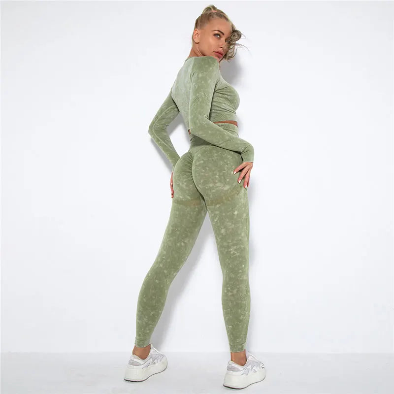 Seamless Yoga Set Gym Clothes Women's Sportswear Yoga Suits Women Fitness Set Tracksuits Sports Outfits Long Sleeve Gym Leggings