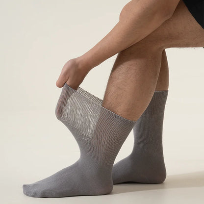 6Pairs Comfortable and Supportive Diabetic Socks for Men Moisture wicking Fabric Non-binding Top business socks.