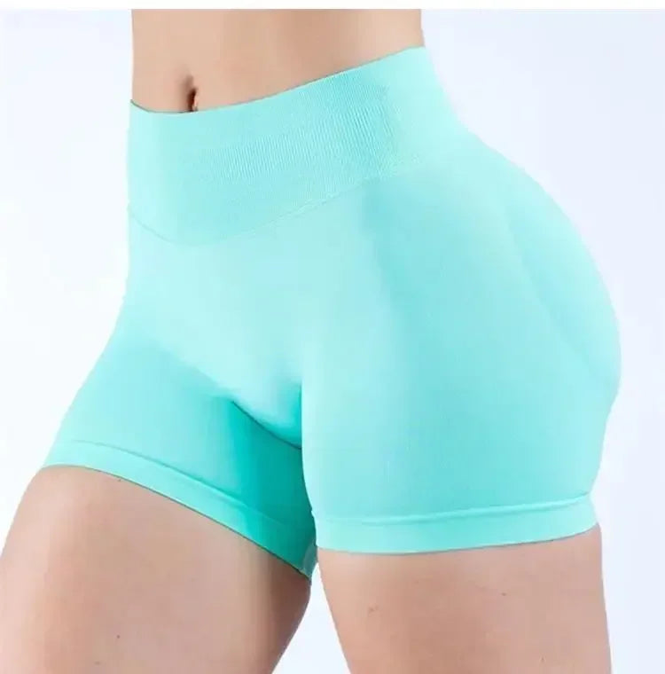 Summer High Waisted Yoga Shorts Women  Fashionable and Sexy Running Fitness Pants Solid Color High Elastic Yoga Leggings.