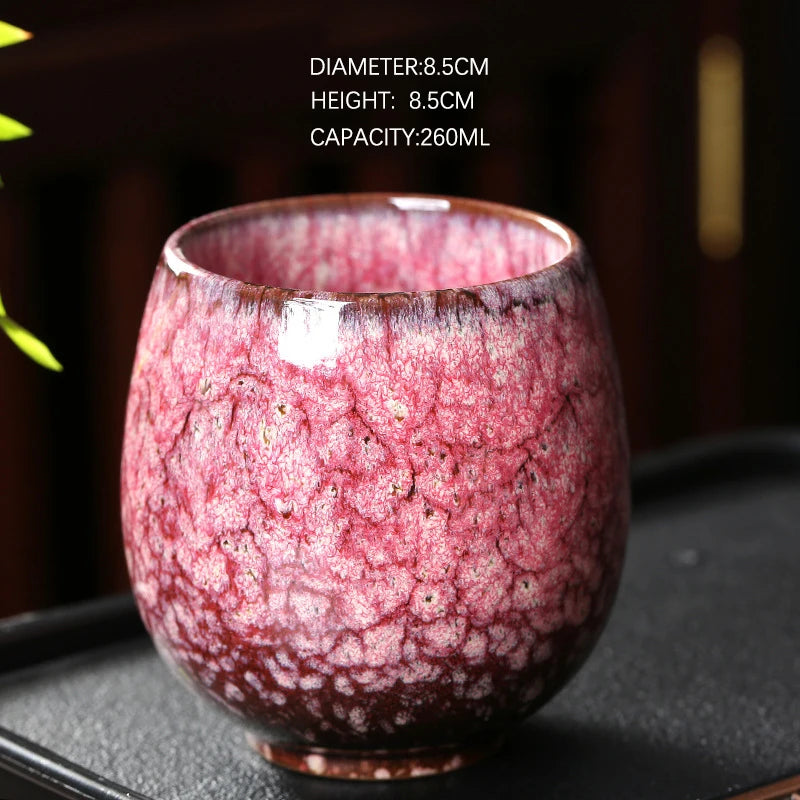 1pcs 250ml Chinese Style Kiln Changed Ceramic Coffee Cup Espresso Cups Pottery Cute Tea Cups Household Kung Fu Teacup Wholesale.