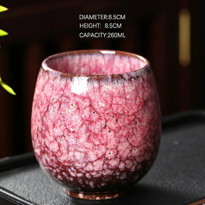 1pcs 250ml Chinese Style Kiln Changed Ceramic Coffee Cup Espresso Cups Pottery Cute Tea Cups Household Kung Fu Teacup Wholesale.