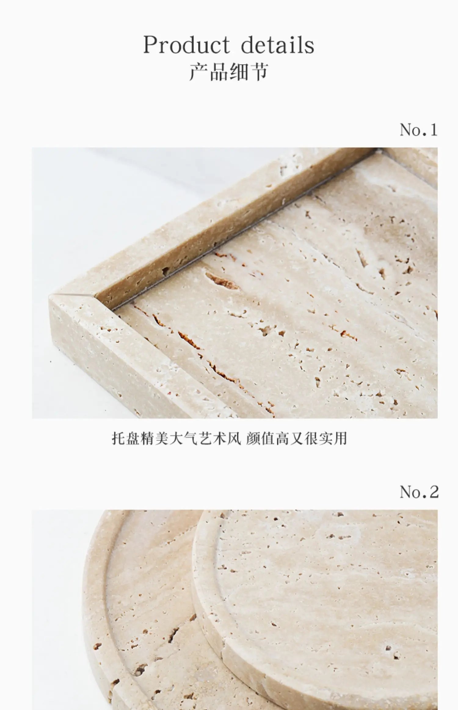 Minimalism Marble Tray for Perfume Candles Jewelry Travertine Stone Vanity Tray for Dresser Countertop Coffee Table Serving.