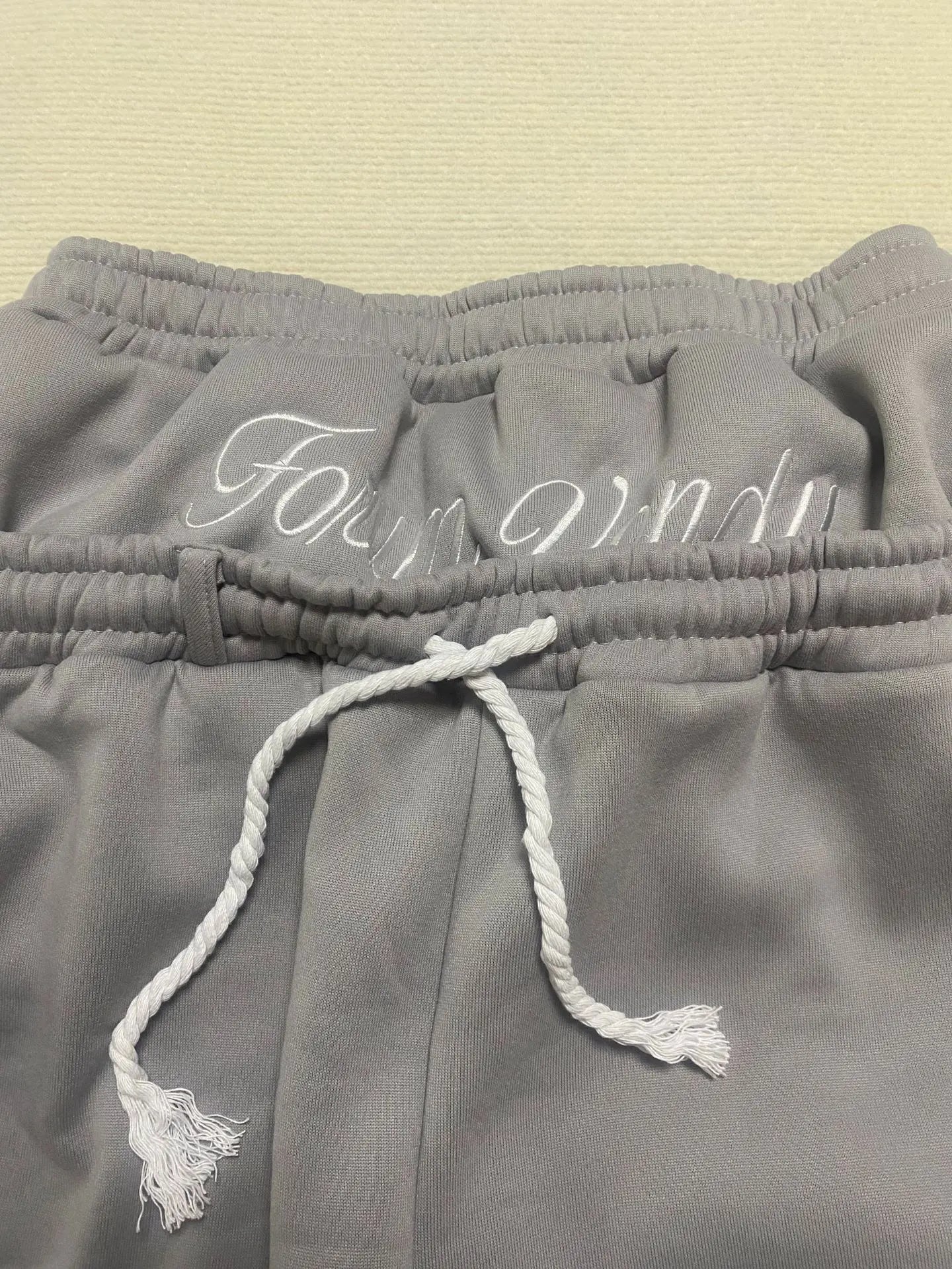 Harajuku Loose Double Waisted Sweatpants Y2K American Solid Color Letter Embroidery Casual Pants Hip Hop Drawstring Waist Jogger.