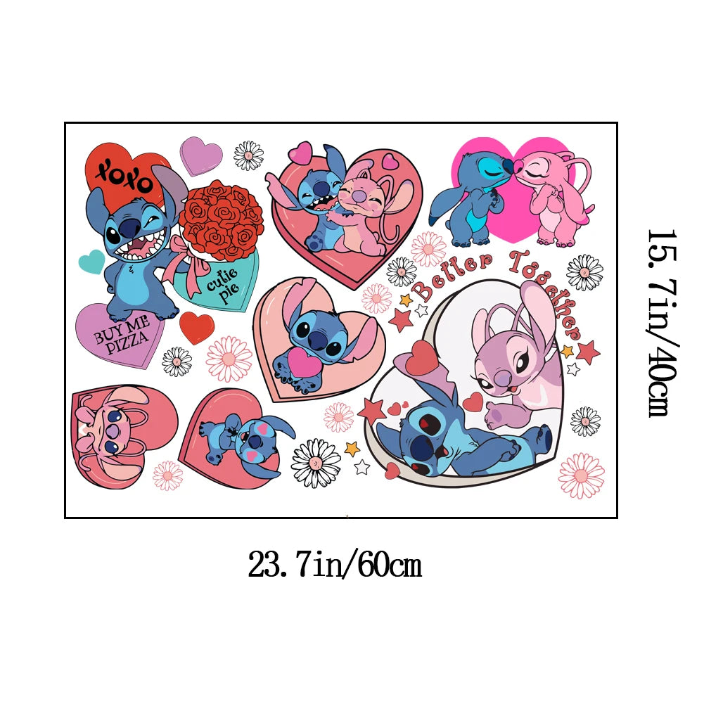 Cartoon Lilo & Stitch Rainbow Wall Stickers For Kid's Room Kindergarten Living Room Bedroom Wall Decoration Animated Poster.