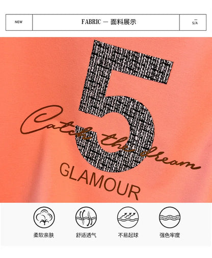 175kg plus size Damen büste Frühling Herbst loser Rundhals ausschnitt bedrucktes Langarm-Sweatshirt schwarz orange 5xl 6xl 7xl 8xl 9xl.