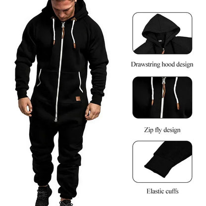 New Custom 3D Full Design Jumpsuit Pajamas Long-sleeved sports pants solid color splicing casual sweater men's zipper hoodie.