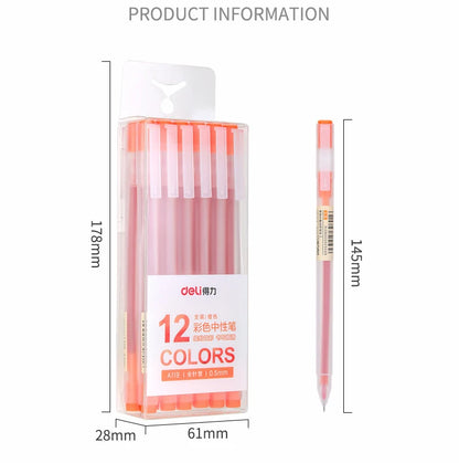 Deli 12 Teile/satz Gel Stift Schule Stifte Set Stift 0,5 MM Farbe Tinte Schreibwaren Student LieferungenWasser-basierte Stift Schreiben malerei Werkzeuge.