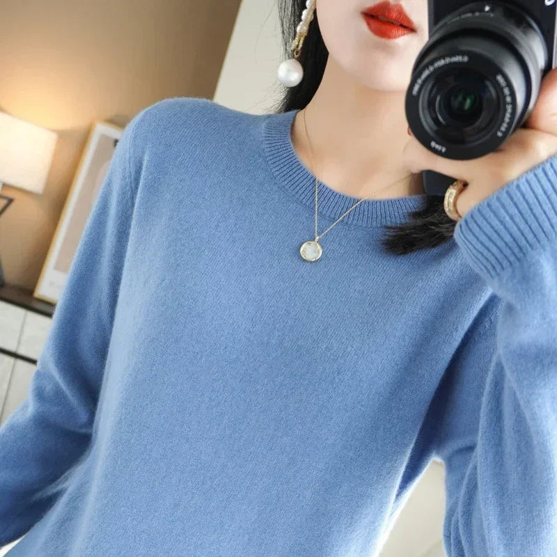 Frauen Pullover Herbst Winter Lange Hülse O-ansatz Pullover Warme Bodenbildung Shirts Koreanische Mode Pullover Strickwaren Weiche Jumper