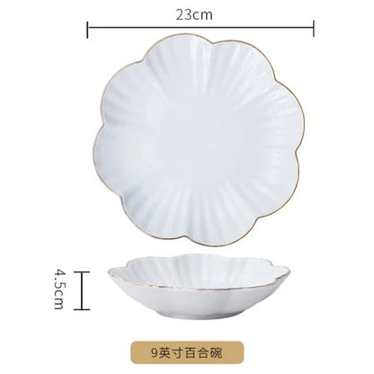European Golden edged ceramic plate creative home serving plate special-shaped ceramic cutlery dinner plates fruit snack plates