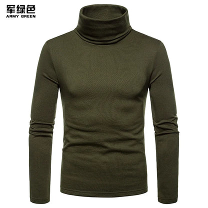 2023 new Sweater Men Solid Color Turtleneck Pullovers Pull Homme Men's cold Blouse Winter Long Sleeve T Shirts.
