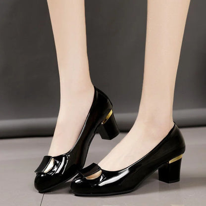 Cresfimix zapatos de mujer fashion sweet white patent leather office career square heel shoes for women lady casual shoes ab153.