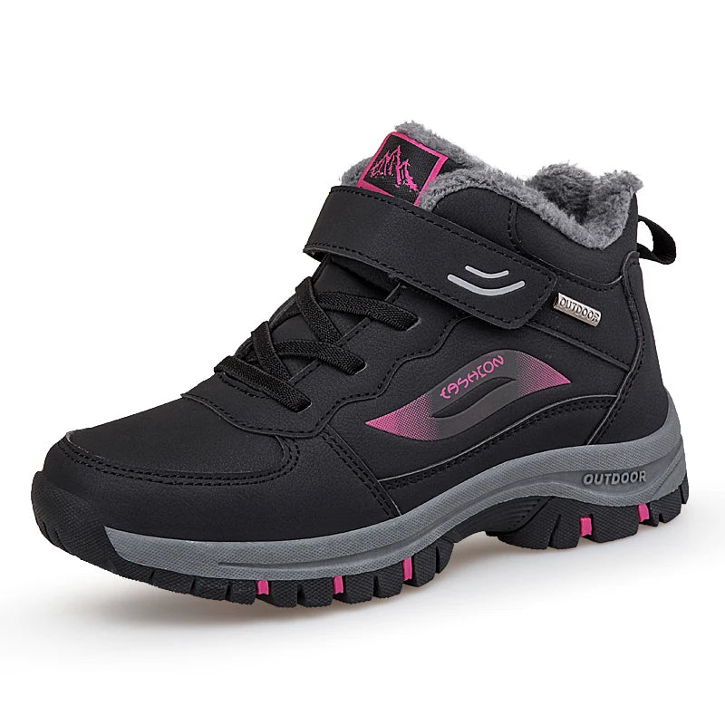 Unisex Winter Cotton Shoes Thick Soled Leather Warm Comfortable Snow Walking Casual Shoes Lightweight Outdoor High Top Boots