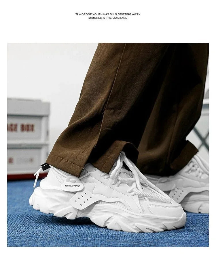 Men Sneakers Mesh Men Shoes PU Leather Platform Casual Sneakers Increased Vulcanized Shoes Light Running Shoes Tenis Masculino.