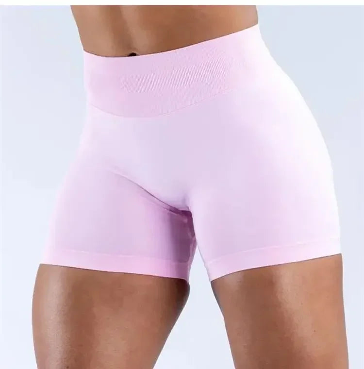 Summer High Waisted Yoga Shorts Women  Fashionable and Sexy Running Fitness Pants Solid Color High Elastic Yoga Leggings