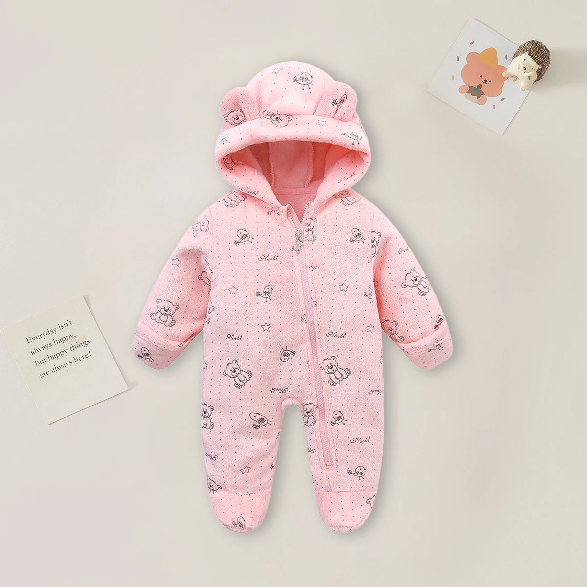 AYNIGIELL 0-12M Cartoon Neugeborenen Body Warme RompersSoft Neugeborenen Baby Kleidung Flanell Herbst Winter Baby Jungen Mädchen Overall.