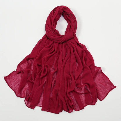 New Arrival Crinkle Rayon Hijab Women Muslim Scarf Shawls Solid Headscarf Wraps Big Size Plain Islamic Turban Headbands Foulard