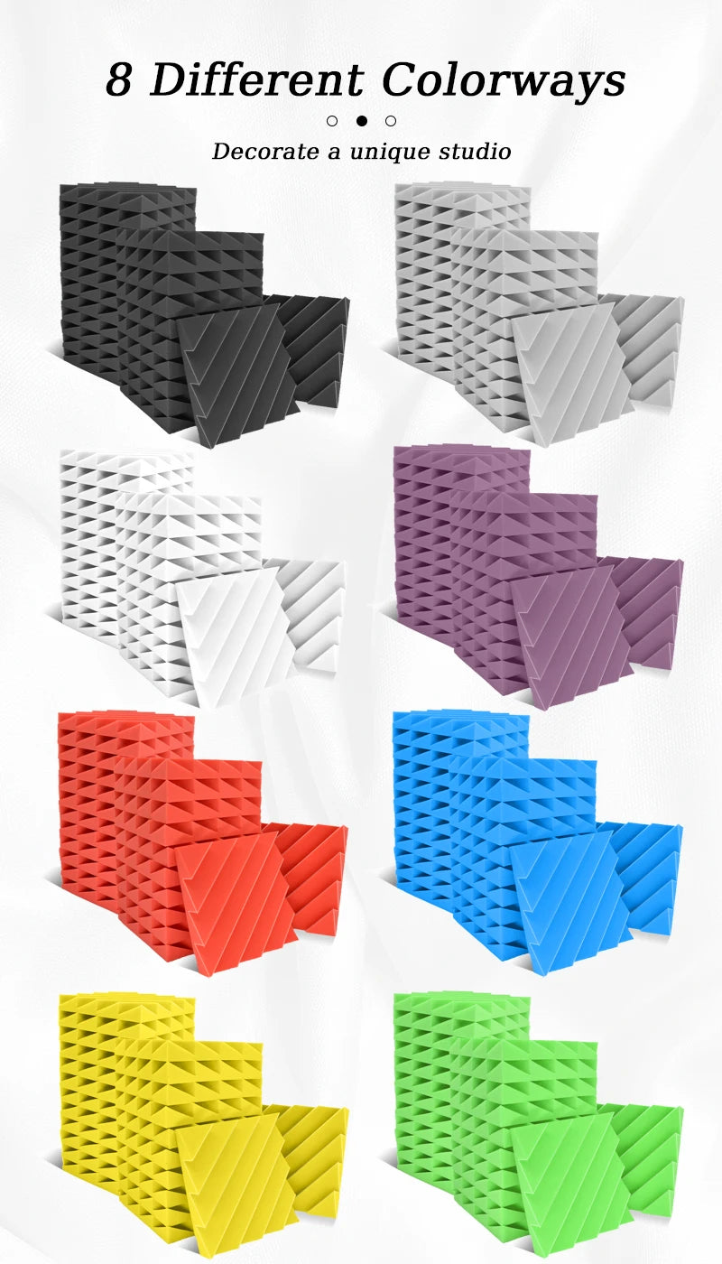 TOUO Diamond Groove Acoustic Foam 6/12/24 Pcs Wall Soundproofing Drum Room Acoustic Treatment High-Density Soundproof Material