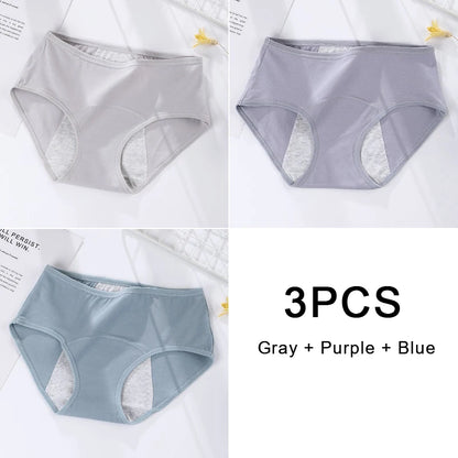 3PCS/set Women's menstrual briefs large flow postpartum water absorption leakproof briefs women's pure cotton menstrual briefs