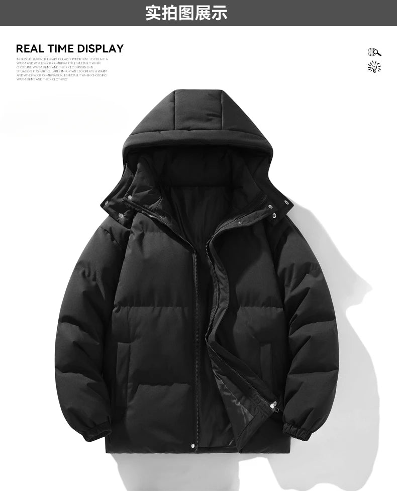 Korean Fashion Winter Men Hooded Parkas Casual Outdoor Windproof Men Clothing with Hood Thickened Warm Cotton Jacket for Men New.