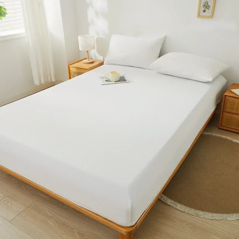 Brushed Mattress Cover Double/Queen Size Solid Color Fitted Sheet For Double Bed Anti-Mite 침대커버 200X220cm 매트리스커버 (No Pillowcase).