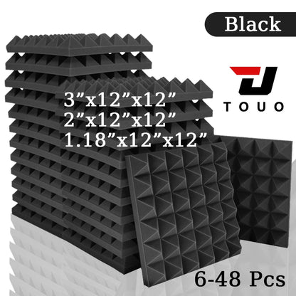 TOUO Acoustic Foam 6-48 Pcs Sound Proof Wall Panels High Density Studio Sound Absorbing Material Acoustic Foam Home Decoration