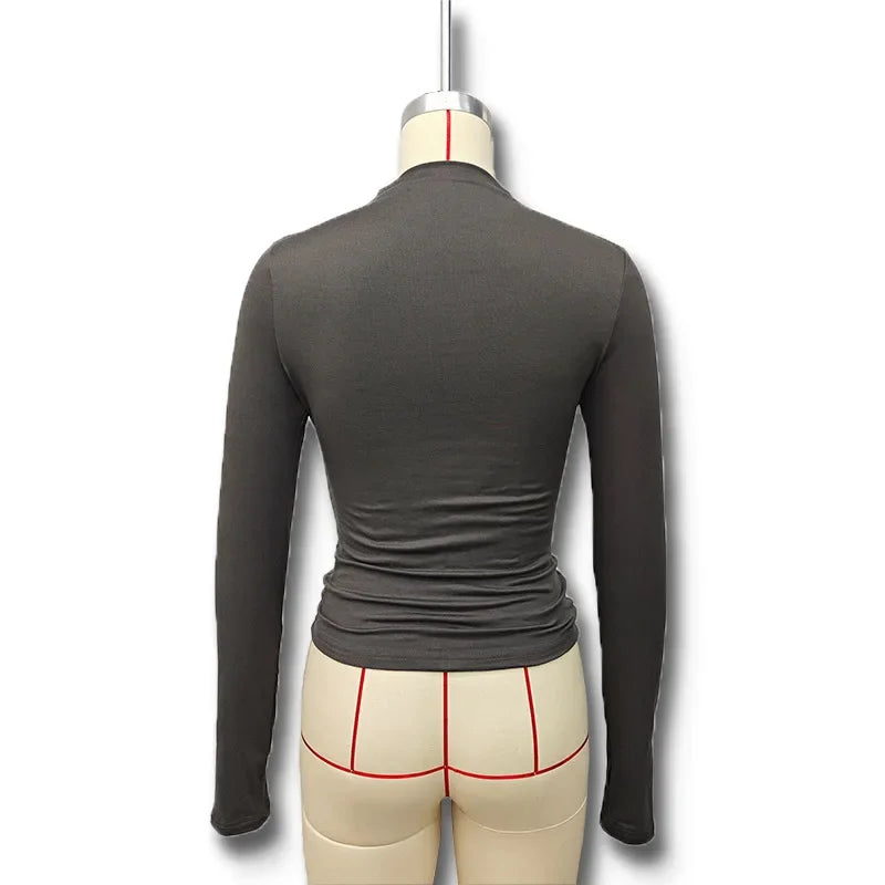 Fashionable Solid Color Women's Polo/Turtle Neck Top 2024 Autumn/Winter New Arrival Slimming Effect Long Sleeve T-Shirt