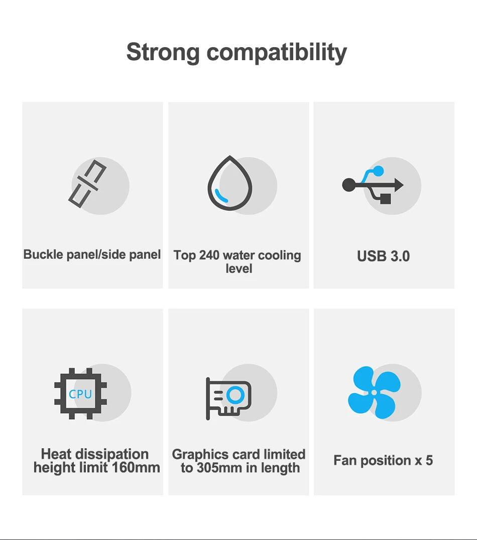 Power Train Illusionary Realm Computer Case M-ATX/ITX Seaview Room Side Transparent Desktop Chassis Support 240 Water Cooler.