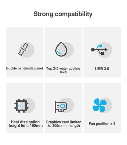 Power Train Illusionary Realm Computer Case M-ATX/ITX Seaview Room Side Transparent Desktop Chassis Support 240 Water Cooler.