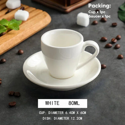 80ml Ceramic Coffee Cup and Saucer Espresso Cups Porcelain Afternoon Teacup Breakfast Milk Mug Cute Pottery Mugs Wholesale