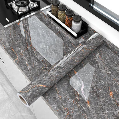 80cm Marble Waterproof Wallpaper for Kitchen Cabinets Bathroom Decor Kitchen Foil Renovation Self Adhesive Oil Proof Stickers