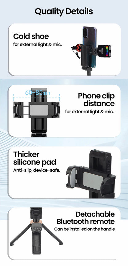 Elough Selfie Stick Tripod Phone Stand Shooting Aid Wireless Bluetooth Remote Extendable Portable Phone Holder For Live Broadcas.