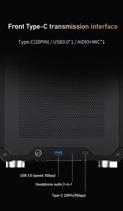 JONSBO C6 MAX Desktop M-ATX Case Type-c Side Transparent Handheld Portable Computer Small Chassis ATX Power Supply.
