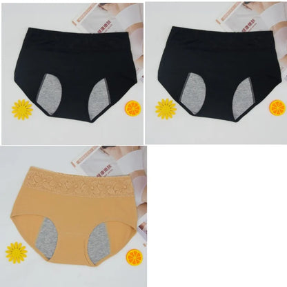 3 Pcs Women's Cotton Briefs Menstruation Underwear Leak Proof Sanitary  With Menstrual Bamboo Fancy Low Waist Slimming Panties