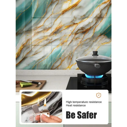 10PCS Waterproof 3D Ceramic Tile Sticker Imitation Marble Self Adhesive Wall Floor Sheet for Home Renovation Decoration Use