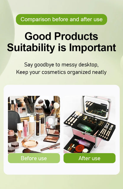 Large Capacity Makeup Case with LED Mirror Multiple Size Options Cosmetic Box LED Mirror Makeup Storage Box for Beauty Salons.