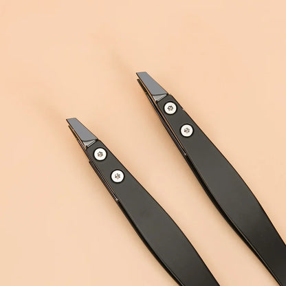 Zirconia Ceramic Pointed Tweezers Stainless Steel Tweezers with Slanted Tips Edges Eyebrows Beards Hair  Eyelash Tweezers.