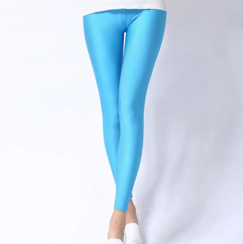 New Spring Solid Candy Neon Leggings for Women High Stretched Female Legging Pants Girl Clothing Leggins Plug Size.