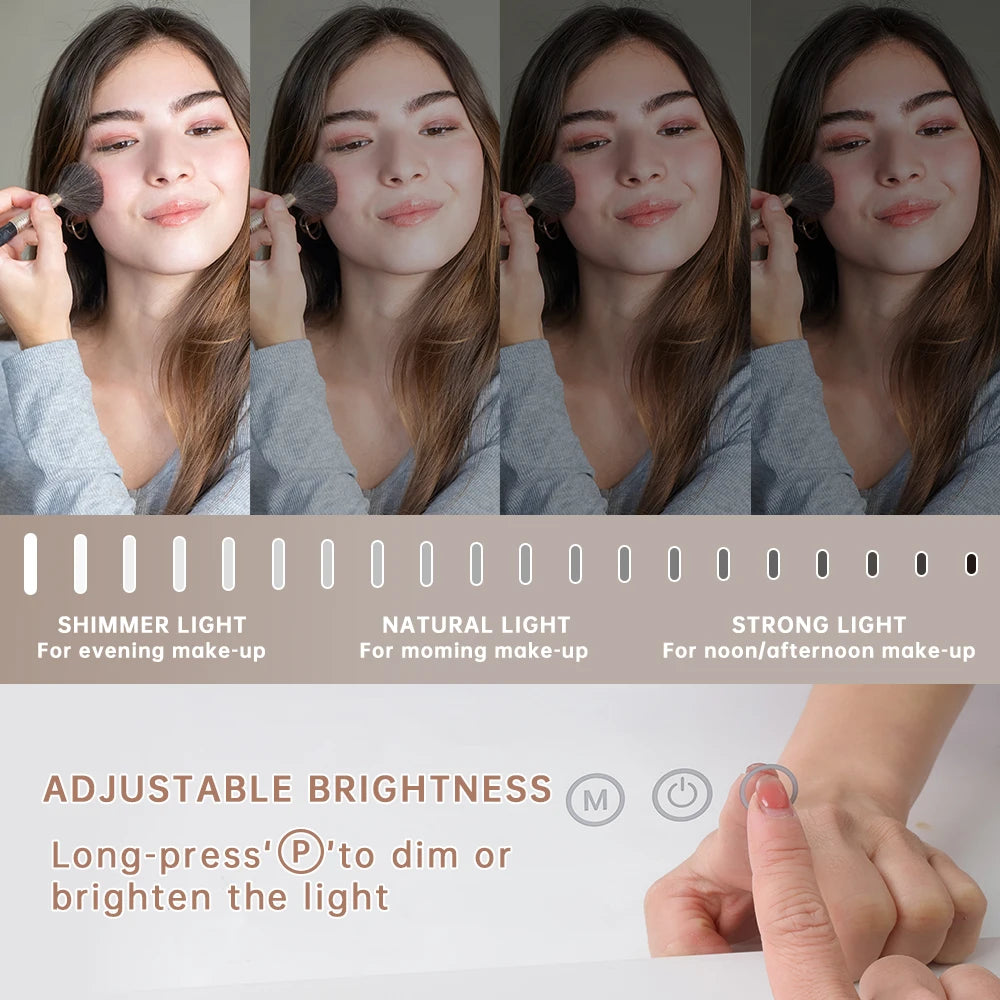 FENCHILIN Vanity Mirror with Lights Hollywood Lighted Makeup Mirror with 15 Dimmable LED Bulbs for Dressing Room Tabletop.