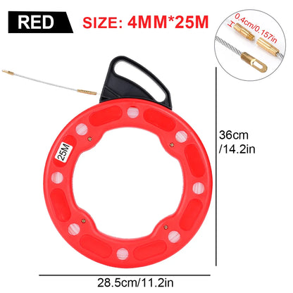 4mm 25/30 Meter Fiberglass Wire Cable Puller Fish Tape Reel Nylon Conduit Ducting Rodder Pulling Guide Device Wire Cable Tool.