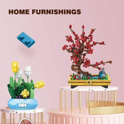 Small Bricks Flower Tree Building Block Kit DIY Home decoration Potted Plant Flower Botanical Construction Toy Girl Gift.