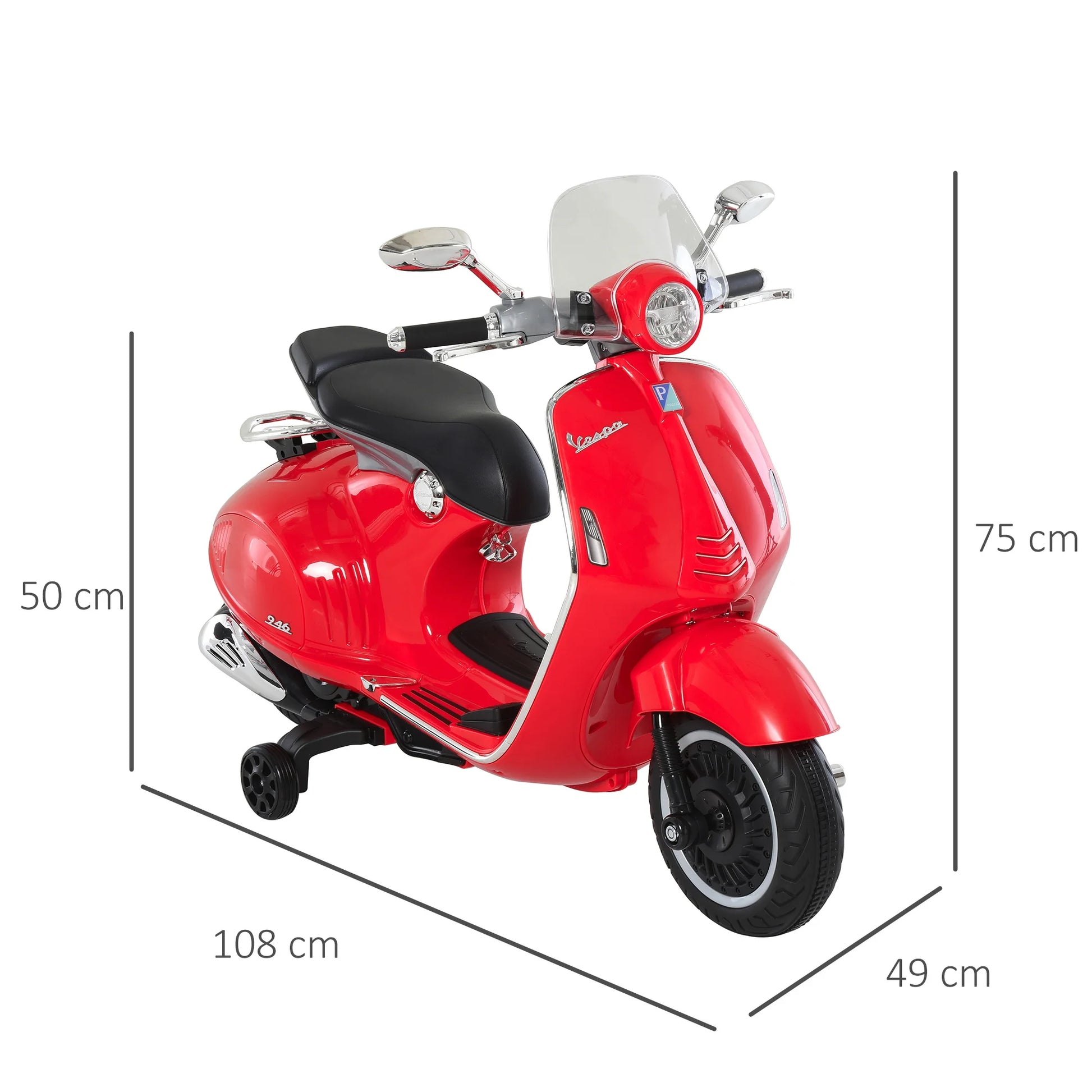 Electric Motorcycle for Children 3-6 Years Old Authorized from Vespa 108X49X75 cm.
