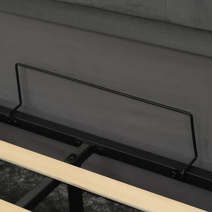 KOMHTOM Modernes Polsterbett Einzelbett 90x200cm mit LED-Leuchten, USB- und Typ-C-Anschlüssen, Hydraulisches Stauraumbett