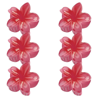 6Pcs Hawaiian Gradient Hair Clips Flower Hair Claws Women Small Size Fashion Headwear Hairpin Crab Barrette Hair Accessories.